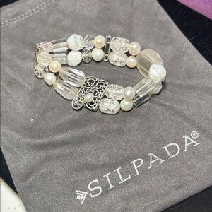 💋SPECIAL💋Silpada Pearl, Crystal, Sterling,   Multi Strand Stretch Bracelet